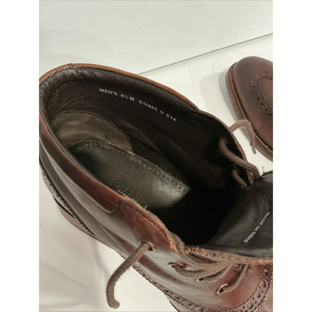 Cole Haan Liam Chukka II Men's 9.5, Wingtip Leather Ankle Boots Brogue Lace